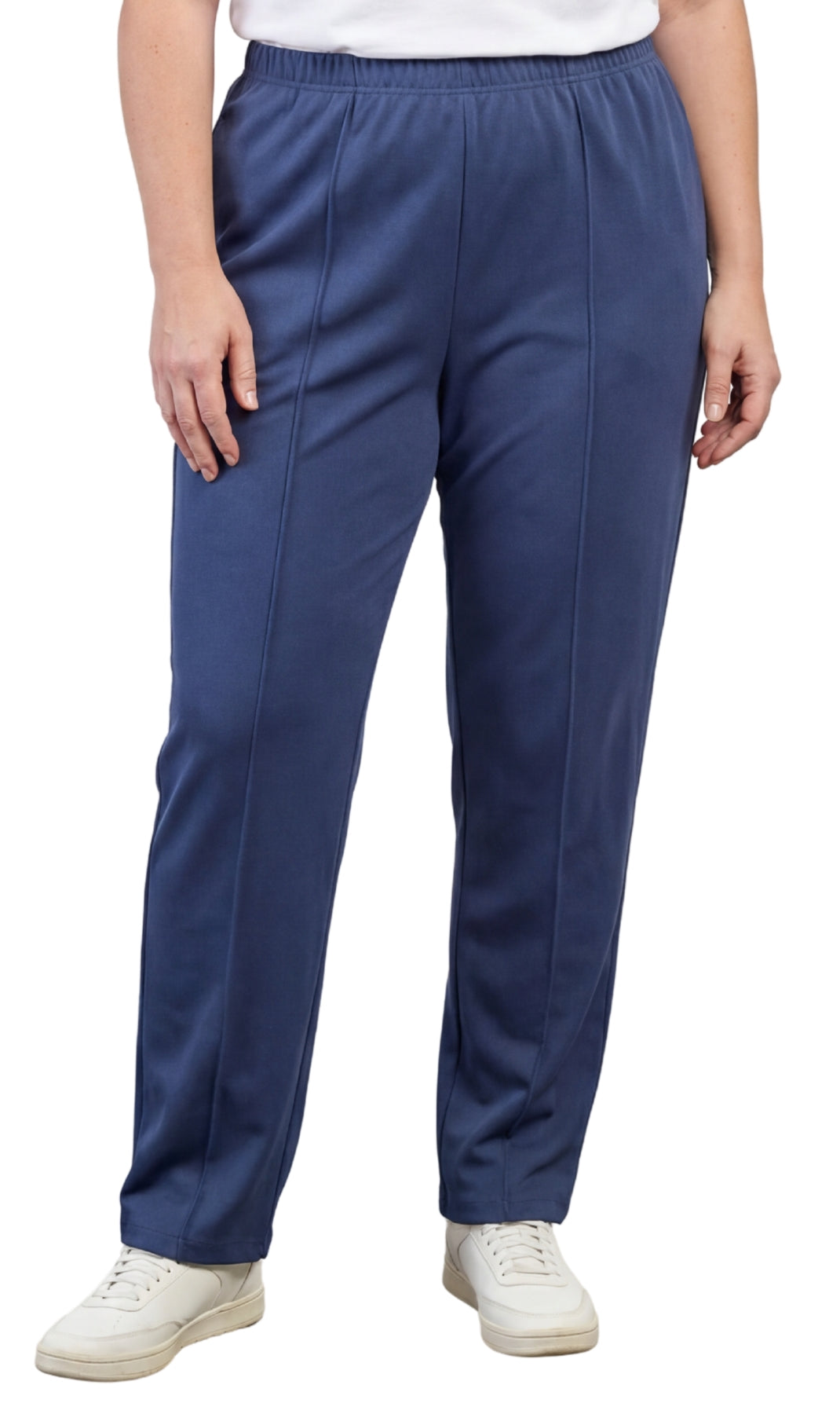 Womens Classic Poly Knit Pants - Pull On Slacks with Elastic Waist 6