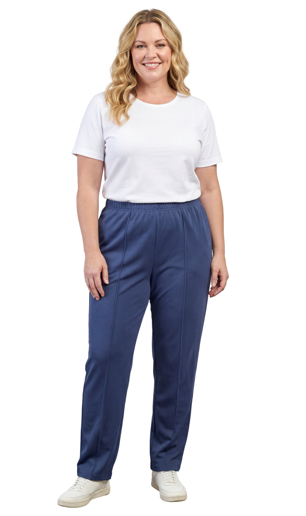 Womens Classic Poly Knit Pants - Pull On Slacks with Elastic Waist 8