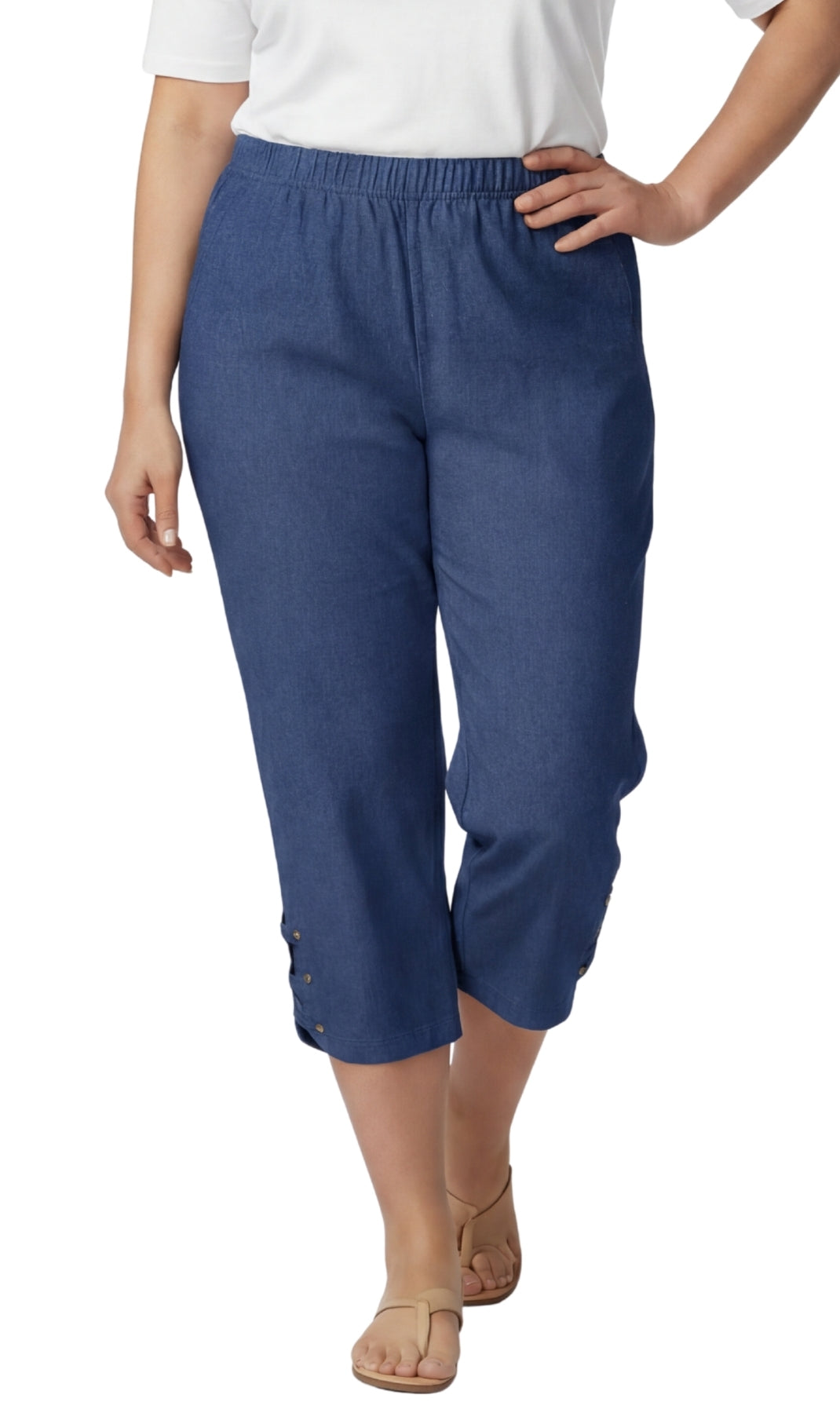 Women’s Lightweight Capris with Studded Hem Detail 3