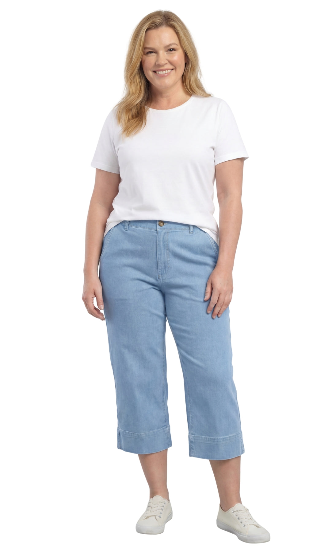 Women’s Lightweight Straight Leg Casual Denim Capri Pants in Cotton Blend Fabric 6