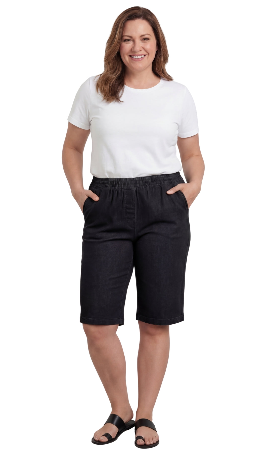 Women's Easy Pull on Bermuda Shorts in Denim and Twill 70