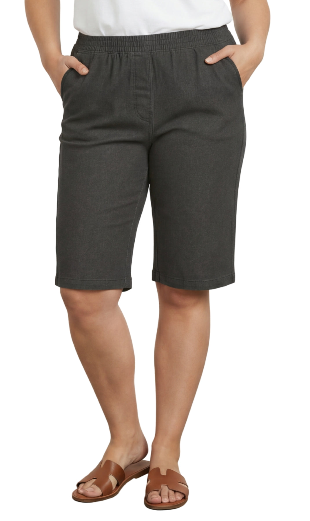 Women's Easy Pull on Bermuda Shorts in Denim and Twill 27