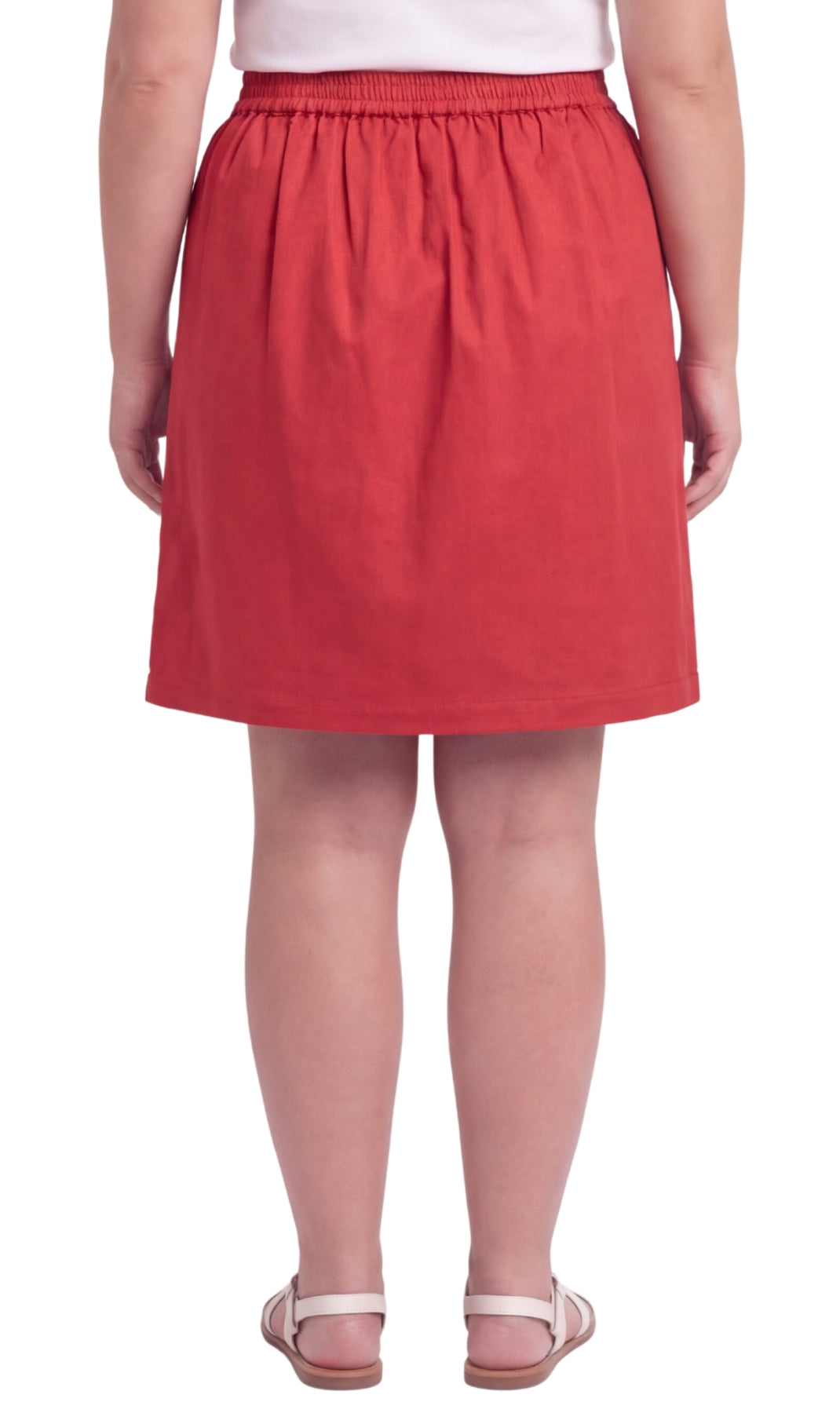 Turtle Bay New York Women's Pull on Skort in Twill with Elastic Waist and Front Pockets red back