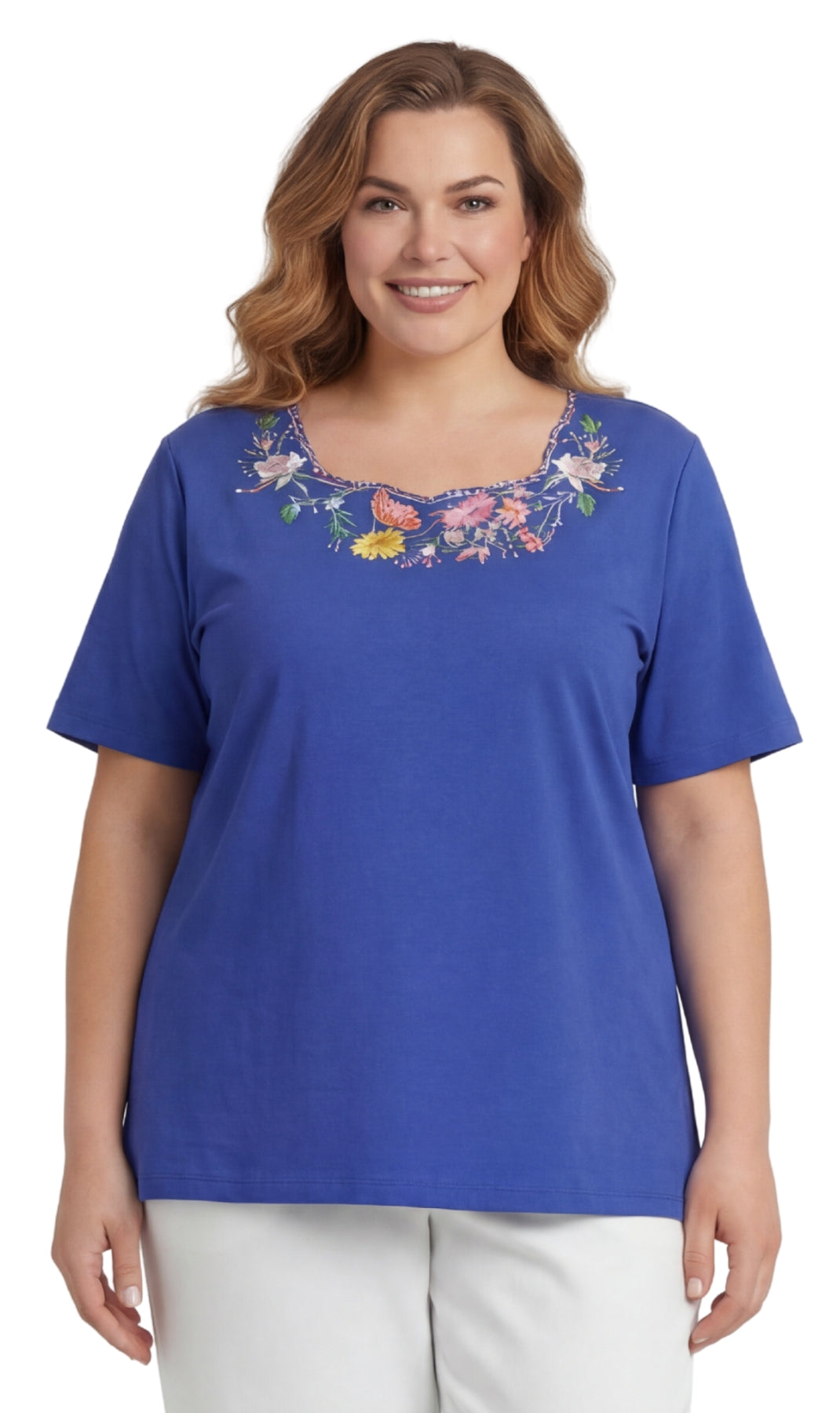 Women's Scalloped Neckline Embellished Tee 15