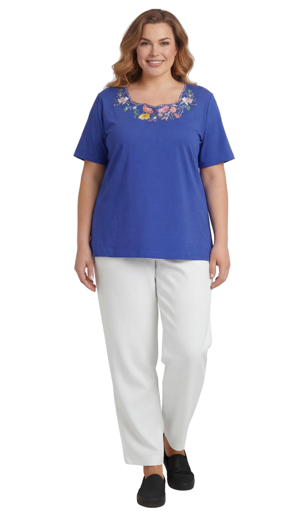 Women's Scalloped Neckline Embellished Tee 17