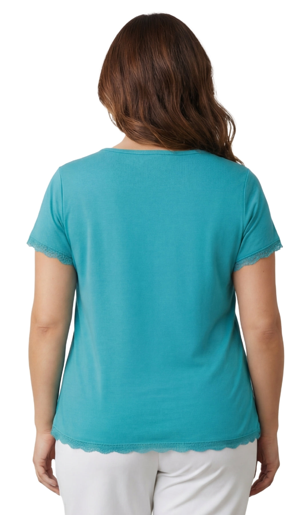 Women's V-neck Short Sleeve Tshirt with A Three Button Placket 5