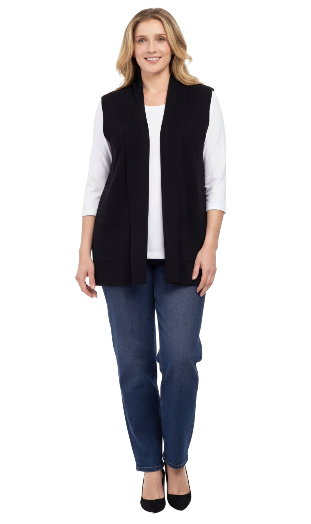 Women's Long Sleeveless Open Front Soft Shawl Collar Vest 5