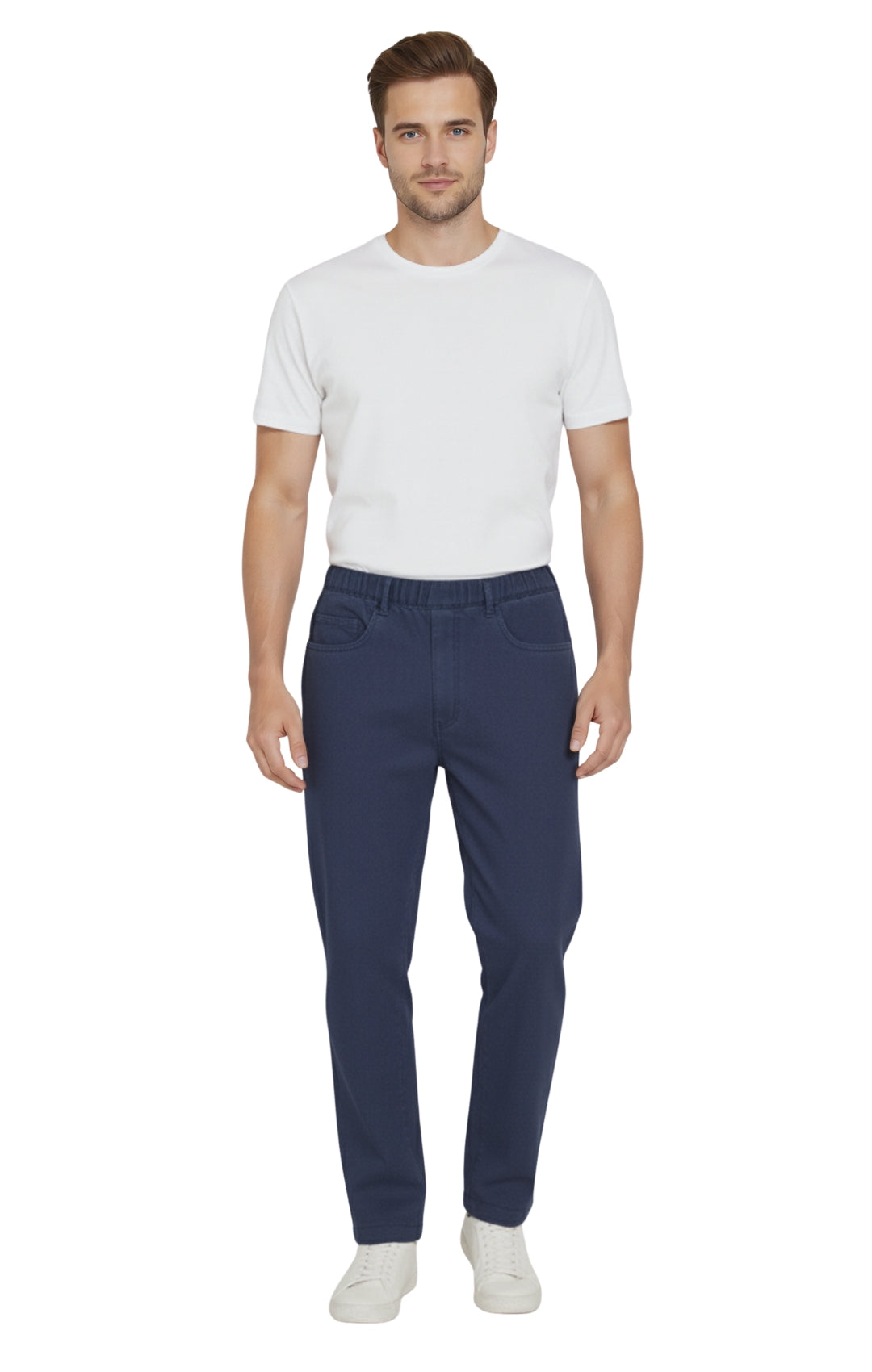 Men’s Lightweight Casual Elastic Waist Pull-On Jeans – Denim & Twill Pants with Easy Fit 36