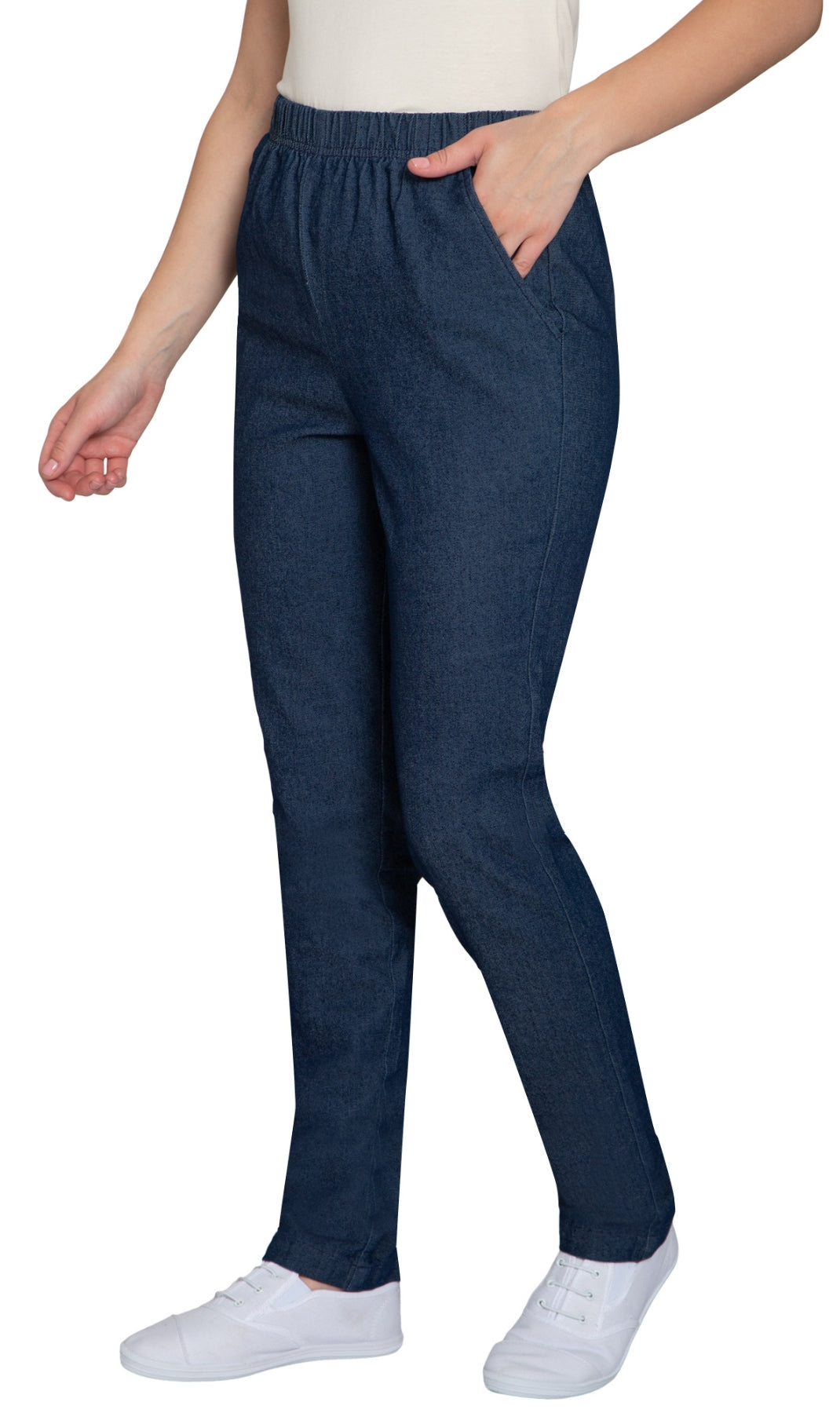 Women's Lightweight Pull-On Denim Jeans with Elastic Waist 7