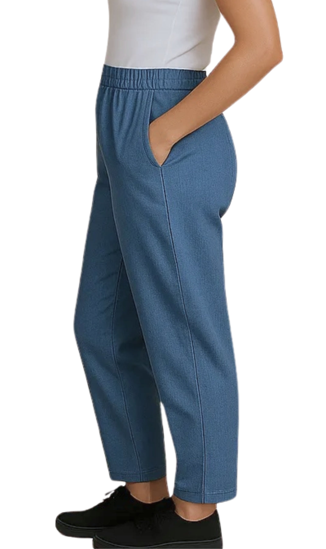 Women's Lightweight Pull-On Denim Jeans with Elastic Waist 15