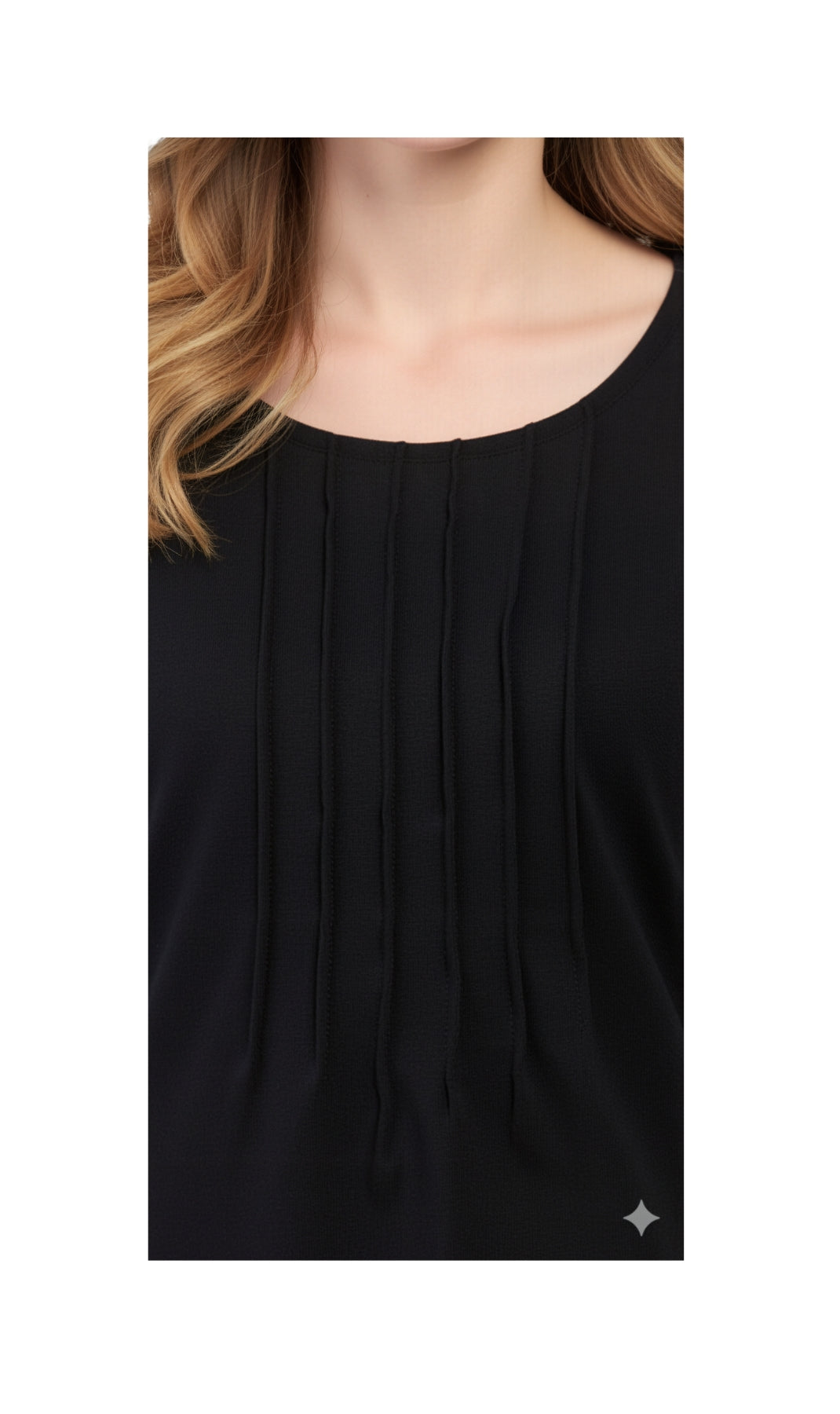 Turtle Bay Apparel Women's Short Sleeve Cotton Knit T-shirt in Pintuck Style