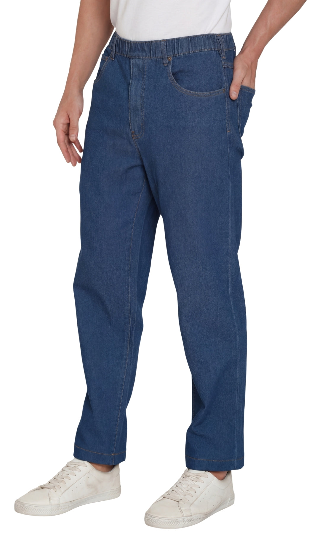 Men’s Lightweight Casual Elastic Waist Pull-On Jeans – Denim & Twill Pants with Easy Fit 26