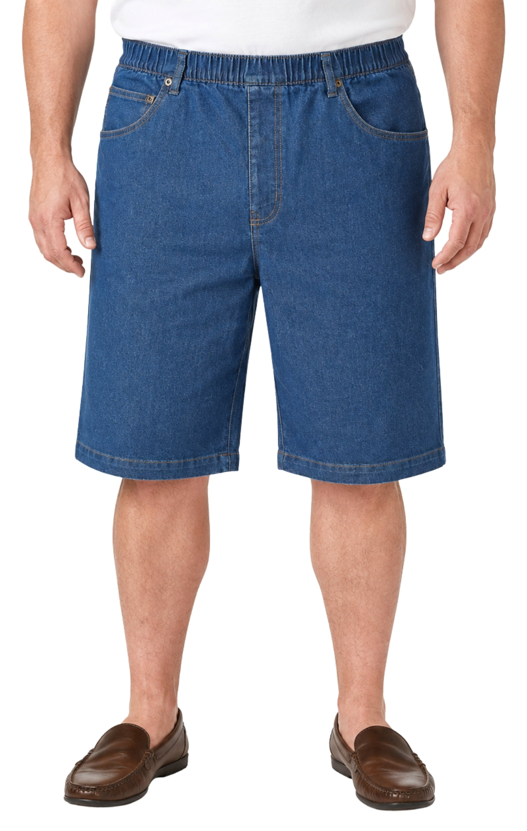 Turtle Bay New York Men's Pull-On Stretch Denim and Twill Shorts