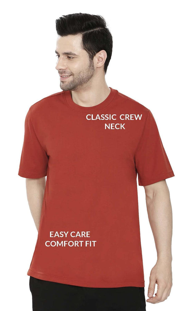 Men's Crew Neck Tee Shirt ÔÇô Essential Short Sleeve Tee For Everyday - Redwood - Details - TURTLE BAY APPAREL