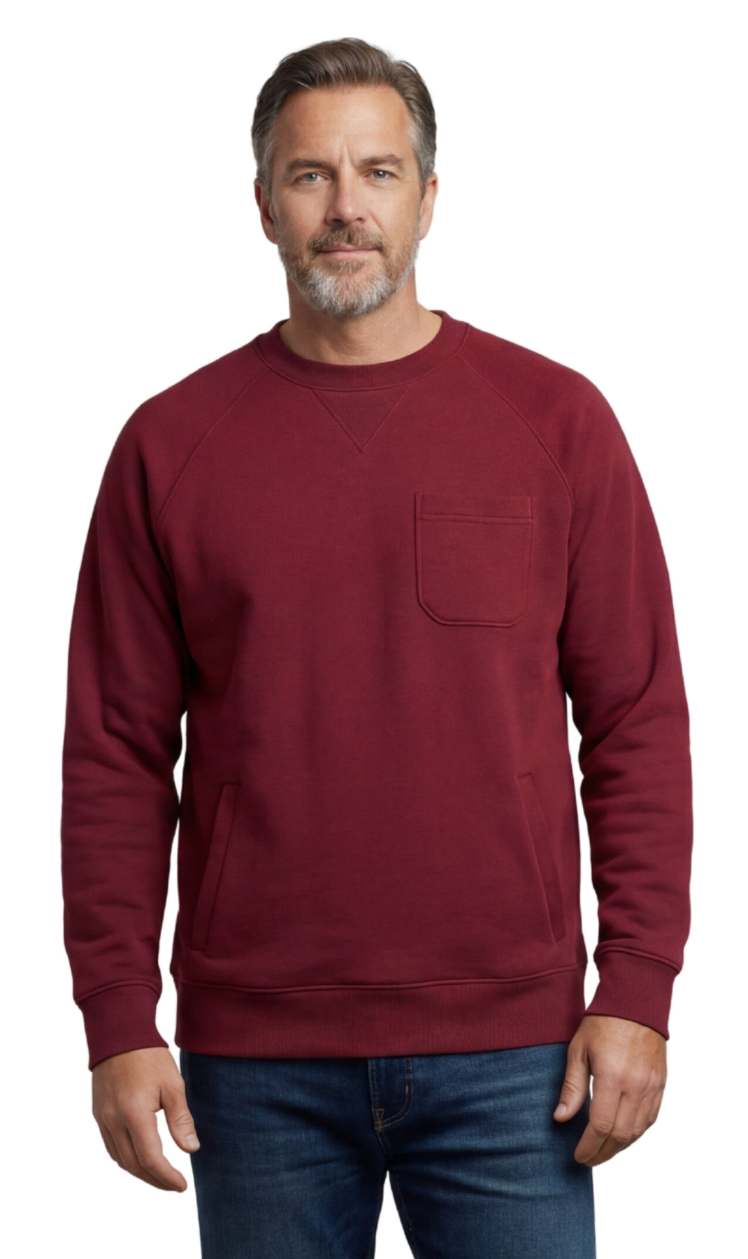 Mens 3-Pocket Fleece Sweatshirt with Raglan Seams, Chest Pocket and Tagless Neck 6