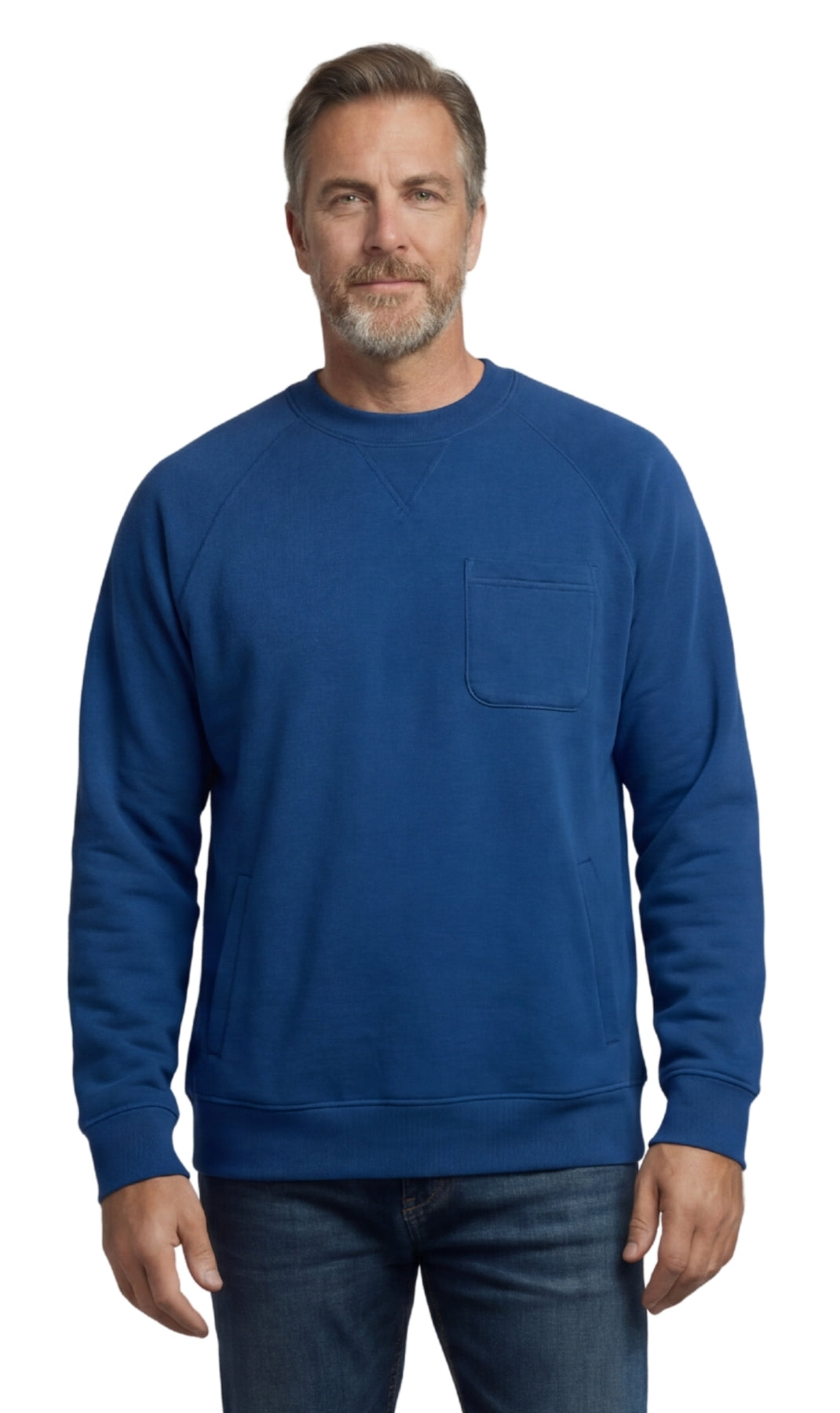 Mens 3-Pocket Fleece Sweatshirt with Raglan Seams, Chest Pocket and Tagless Neck 15