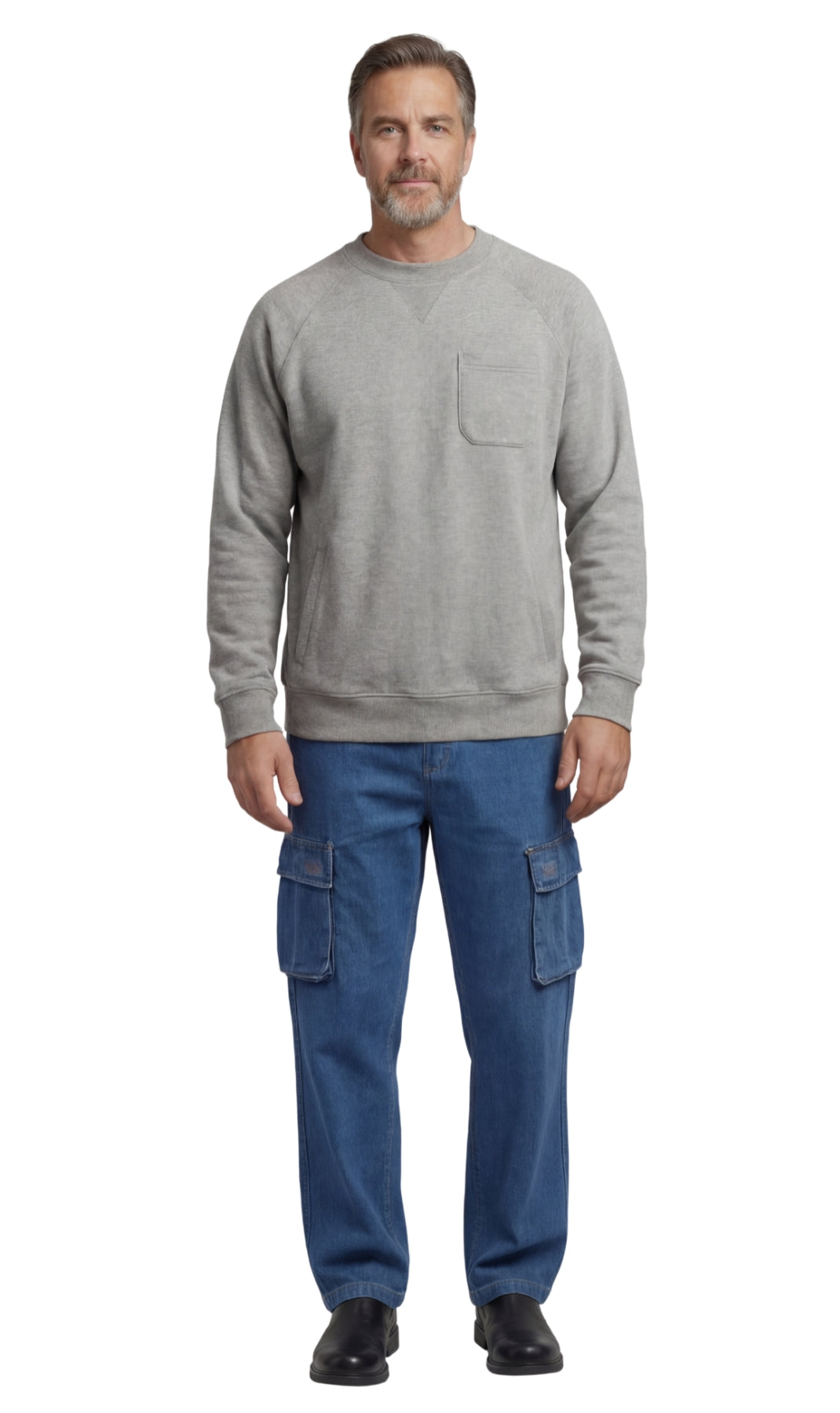 Mens 3-Pocket Fleece Sweatshirt with Raglan Seams, Chest Pocket and Tagless Neck 4