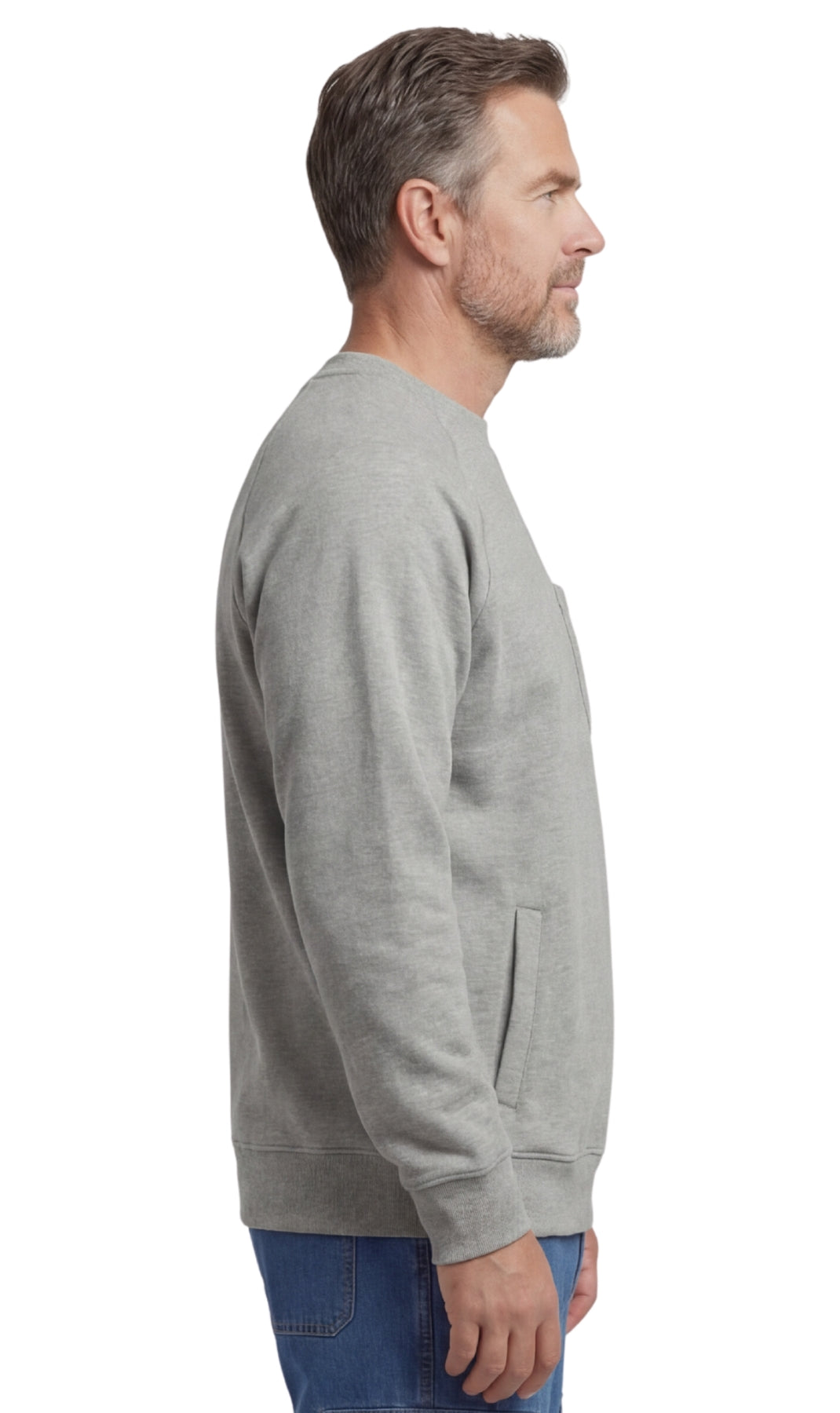 Mens 3-Pocket Fleece Sweatshirt with Raglan Seams, Chest Pocket and Tagless Neck 3