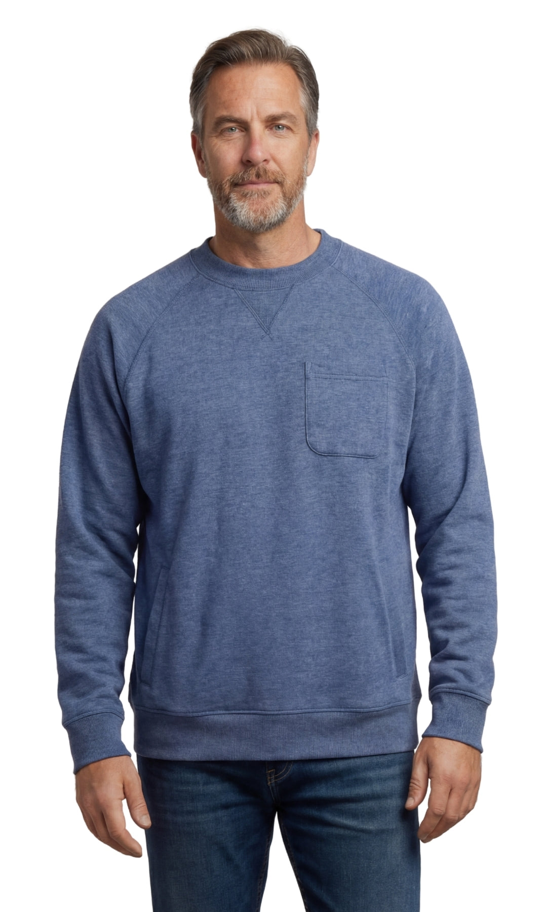 Mens 3-Pocket Fleece Sweatshirt with Raglan Seams, Chest Pocket and Tagless Neck 10