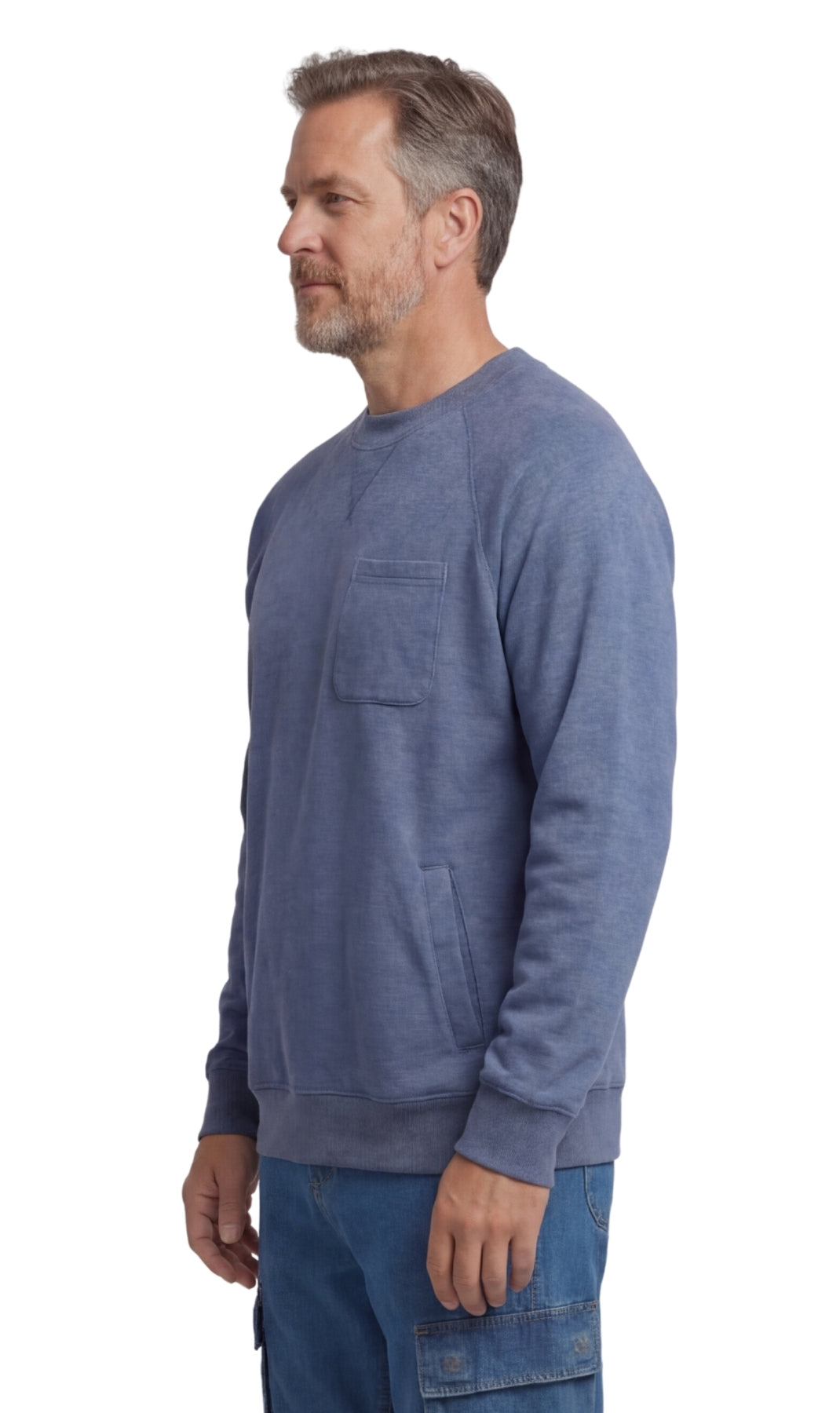 Mens 3-Pocket Fleece Sweatshirt with Raglan Seams, Chest Pocket and Tagless Neck 12