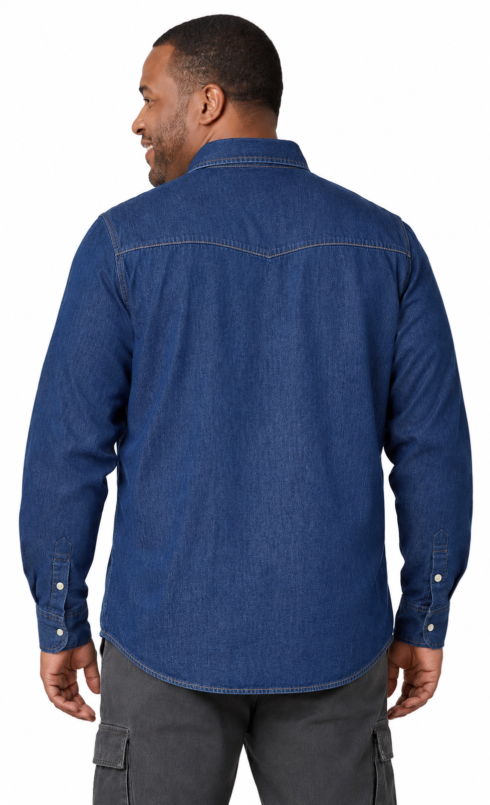 Men's Western Snap Button Shirt — Denim and Twill with Stitched Yoke 18