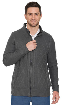 Mens Sherpa Fleece Lined Zip Front Sweater Jacket