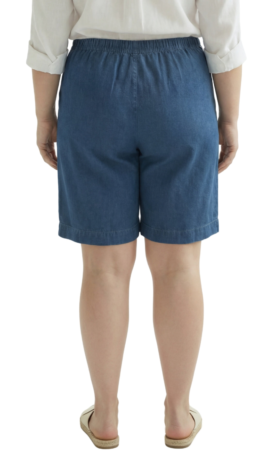 Women's Pull On Denim & Twill Shorts with stretch waist - No zipper or buttons 13