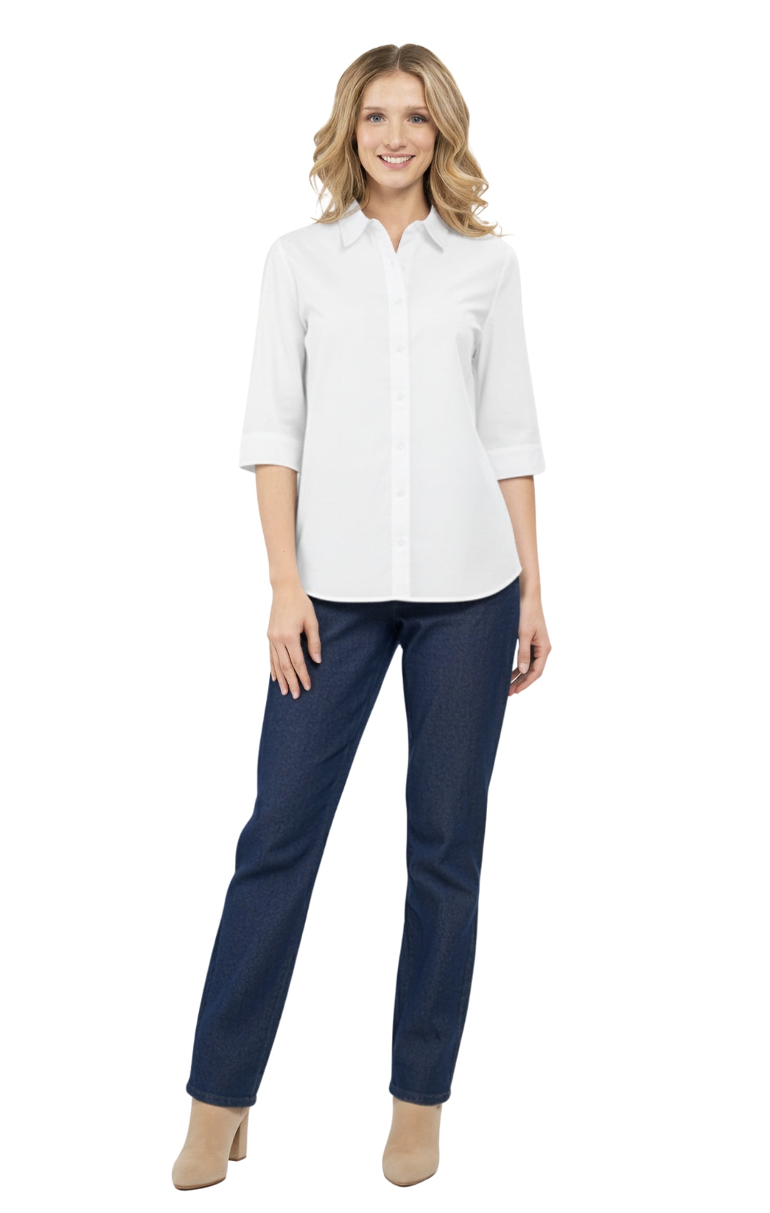 Turtle Bay Apparel Womens Regular Fit 3/4 Sleeve Button Down Collared Camp Shirt
