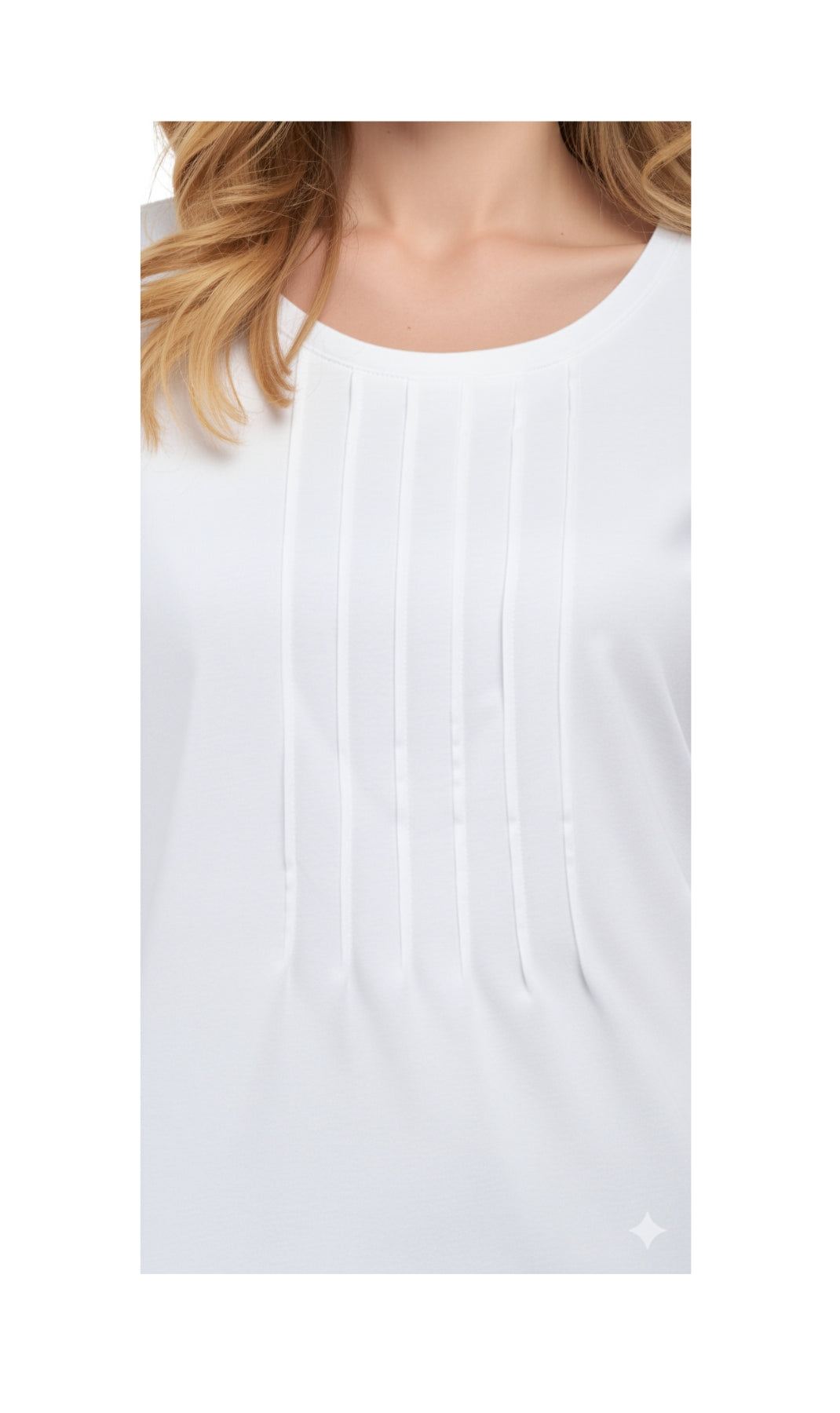 Women's Short Sleeve Cotton Knit T-shirt in Pintuck Style 24
