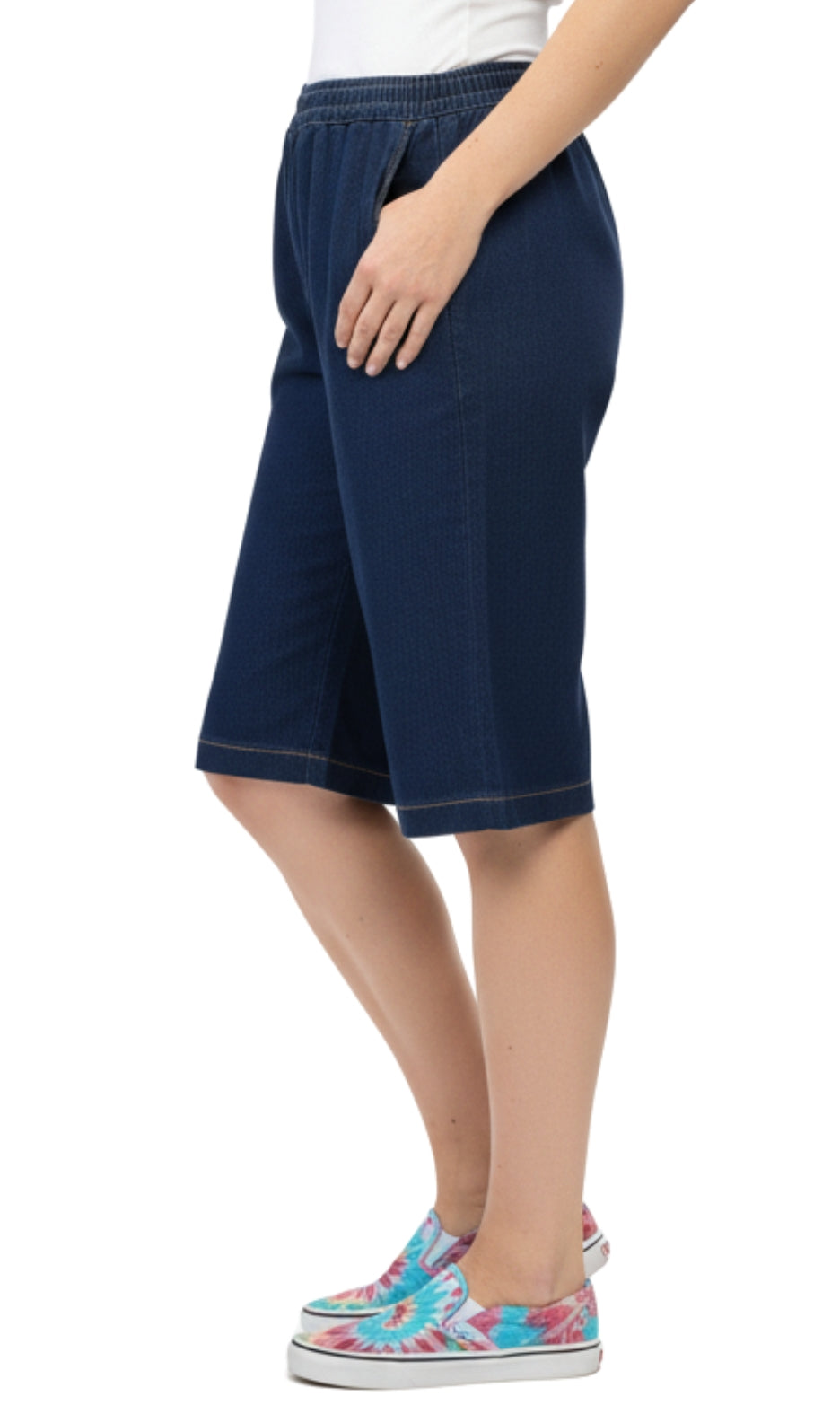 Women's Easy Pull on Bermuda Shorts in Denim and Twill 5