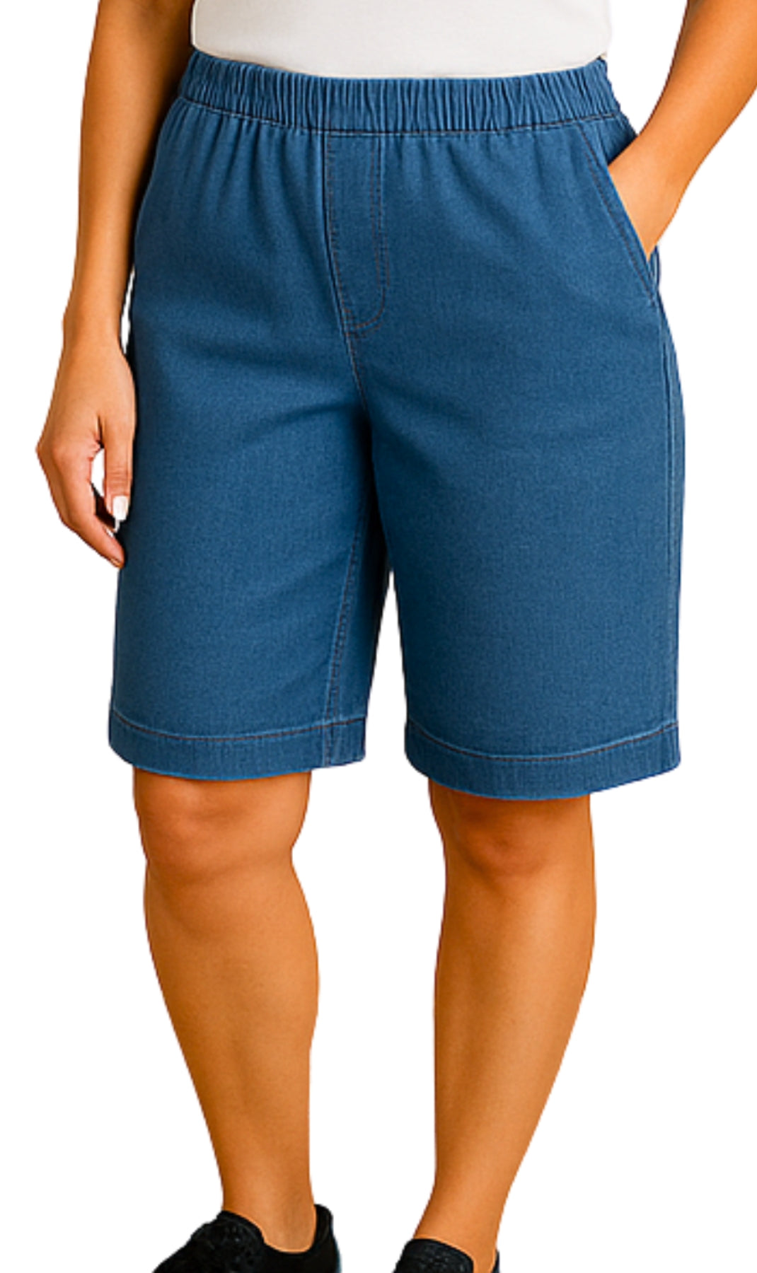 Women's Easy Pull on Bermuda Shorts in Denim and Twill 84