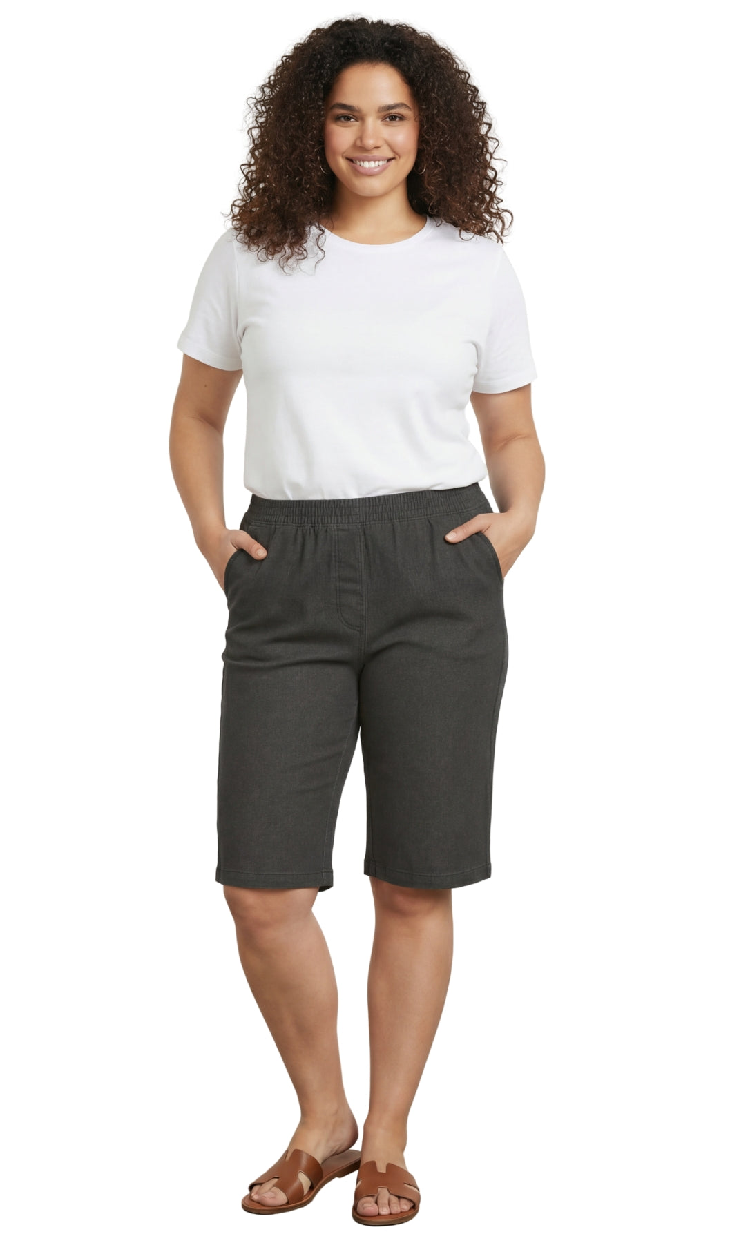 Women's Easy Pull on Bermuda Shorts in Denim and Twill 37