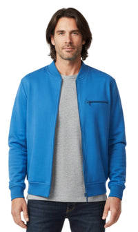 Men's Classic Zip-Up Baseball Fleece Jacket in Lightweight Cotton Blend Fabric with Sporty Edge