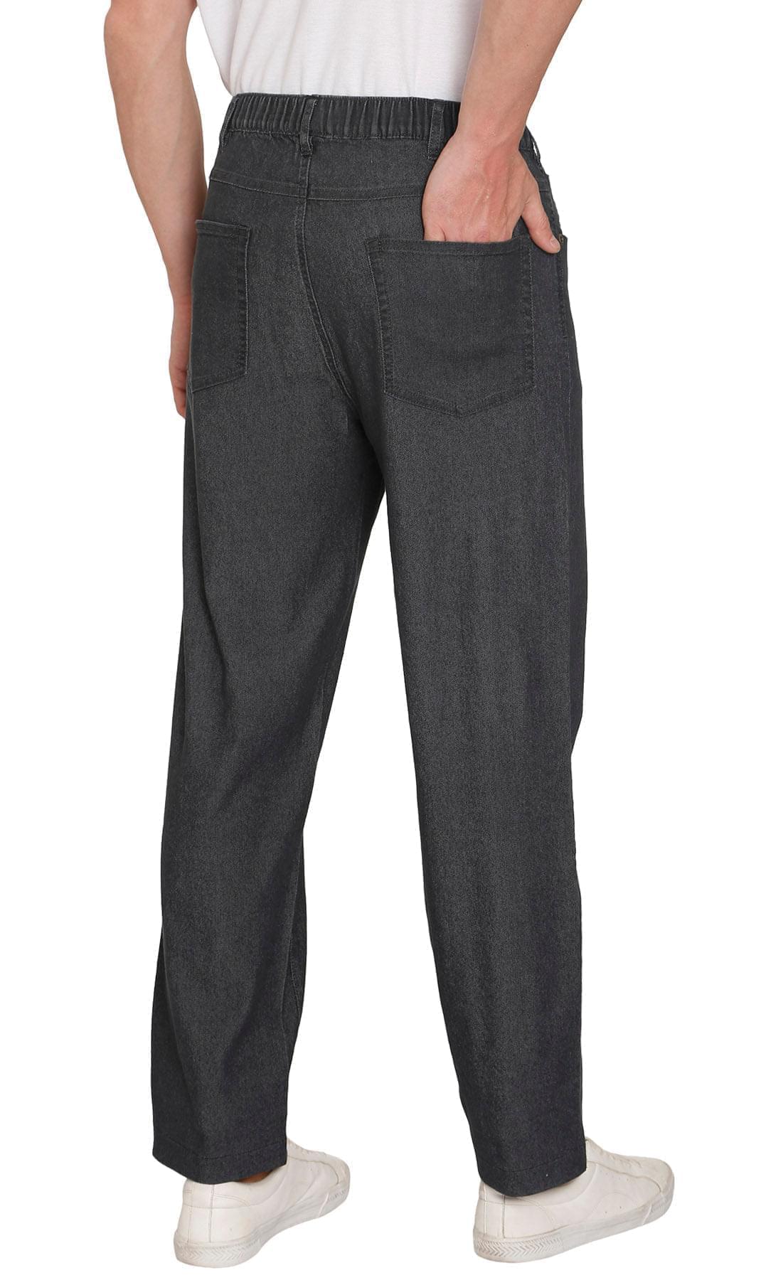 Men's Lightweight Casual Elastic Waist Pull-On Jeans – Denim & Twill Pants with Easy Fit 3