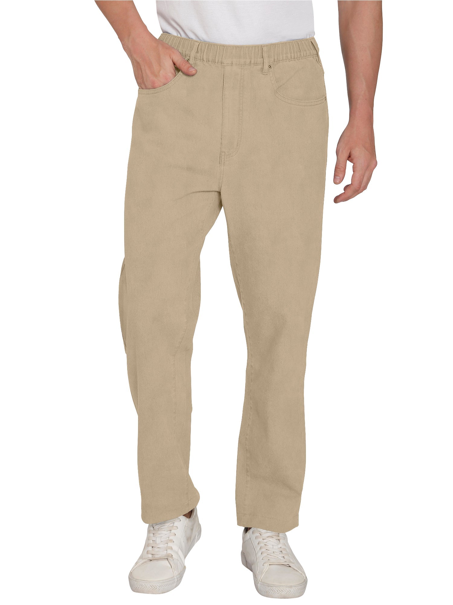 Men's Lightweight Casual Elastic Waist Pull-On Jeans – Denim & Twill Pants with Easy Fit 20