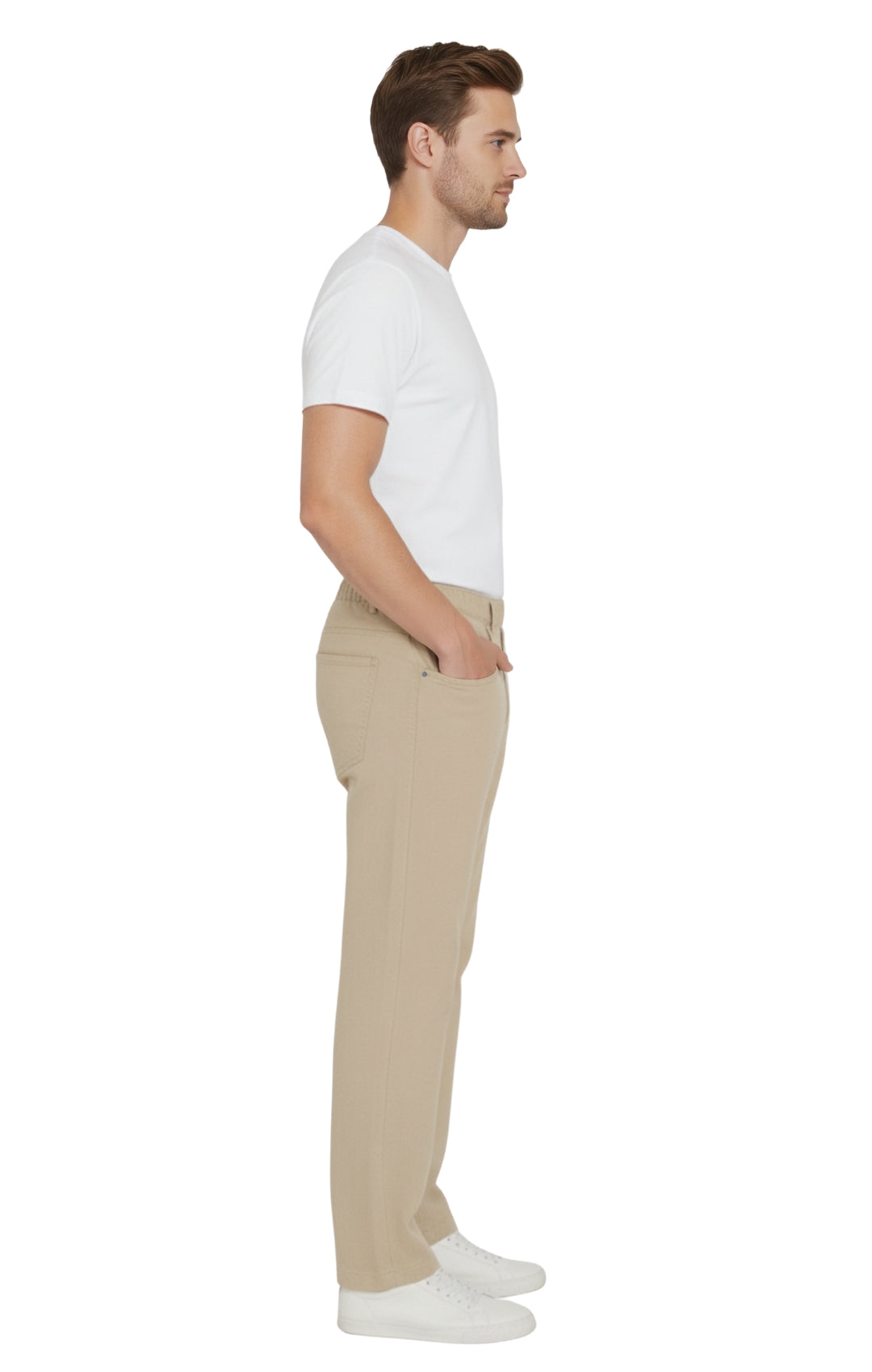 Men's Lightweight Casual Elastic Waist Pull-On Jeans – Denim & Twill Pants with Easy Fit 24