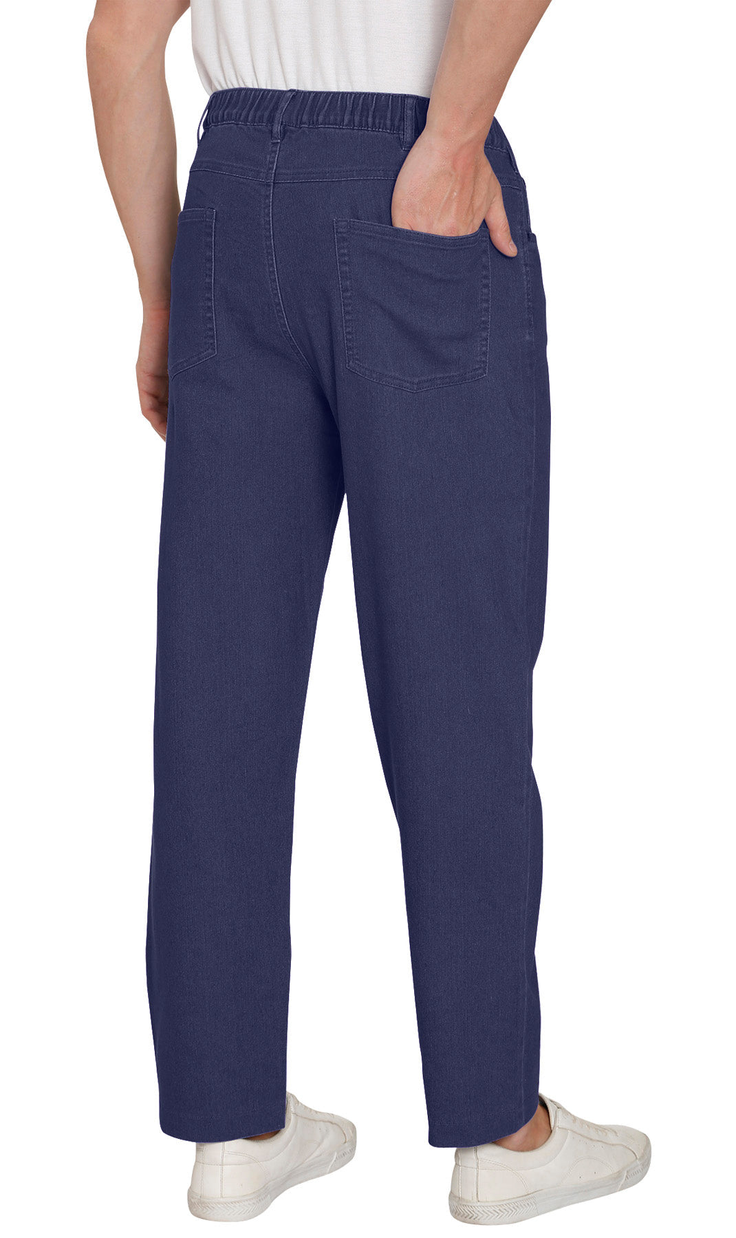 Men's Lightweight Casual Elastic Waist Pull-On Jeans – Denim & Twill Pants with Easy Fit 35