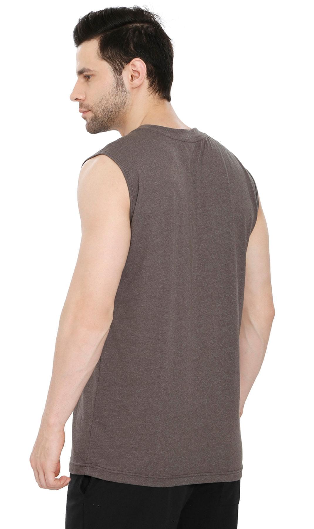 Men's Sleeveless T-Shirt with Pocket - Cool Off in Our Tough Tank - Charcoal - Back - TURTLE BAY APPAREL