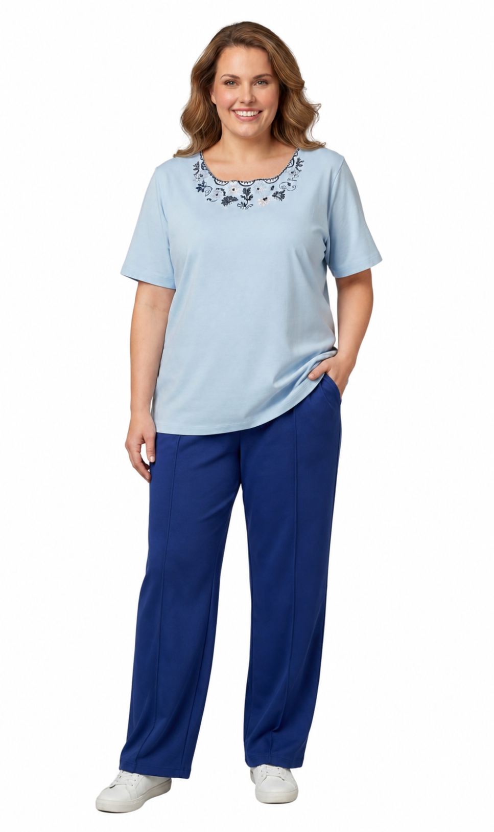 Women's Scalloped Neckline Embellished Tee 7