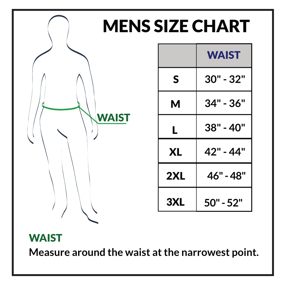 Men's Cargo Shorts with Elastic Waist size chart
