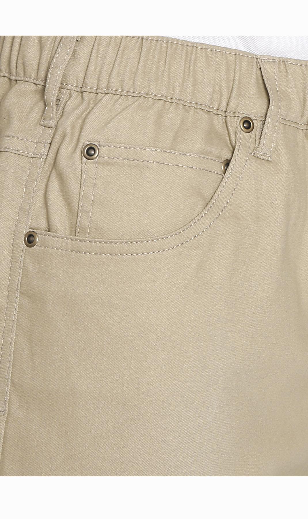 Men's Pull On Shorts - Easy Step-In Styling Free of Buttons and Snaps - Khaki- Pocket -TURTLE BAY APPAREL