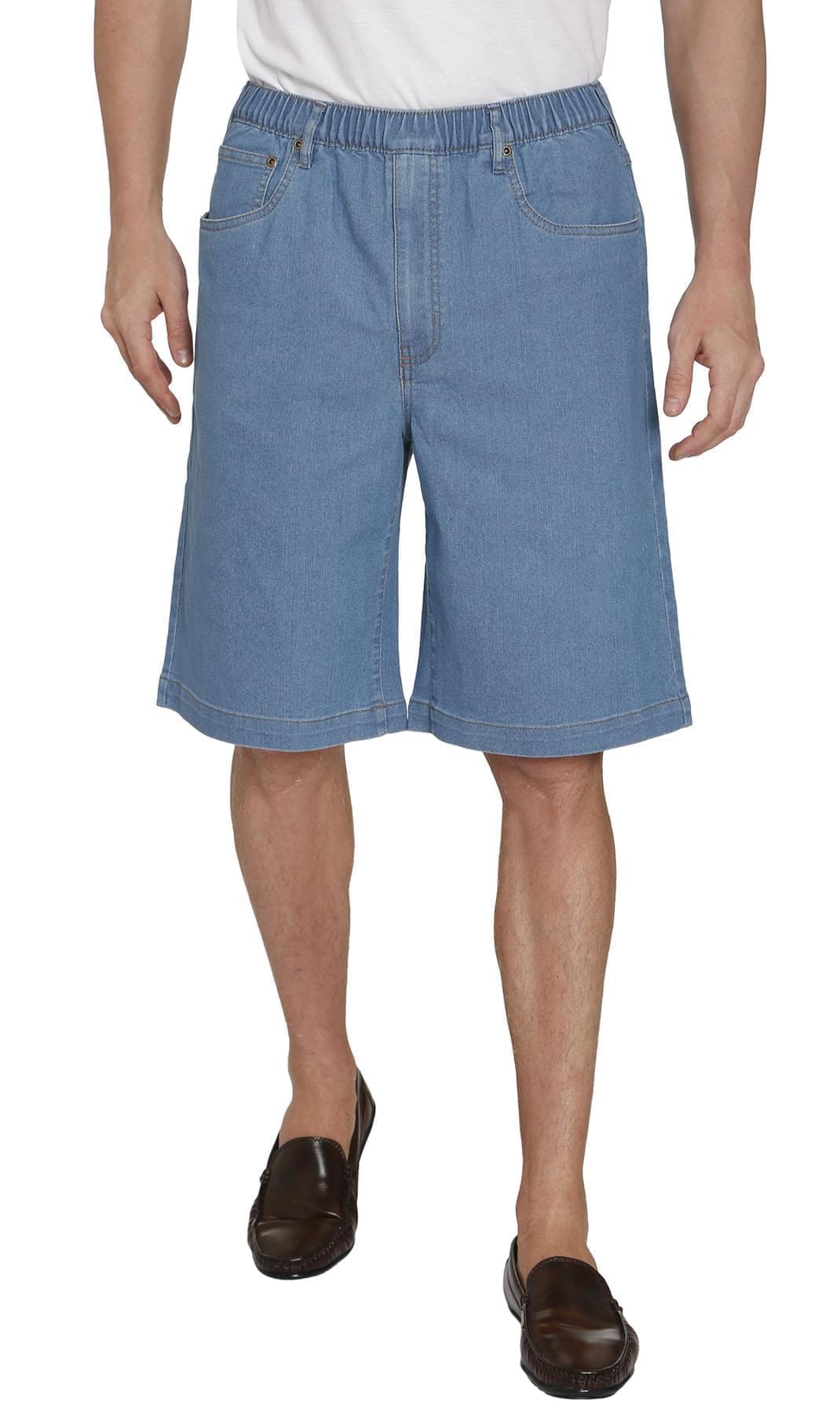 Men's Pull On Shorts - Easy Step-In Styling Free of Buttons and Snaps - Stone Wash - Front -TURTLE BAY APPAREL
