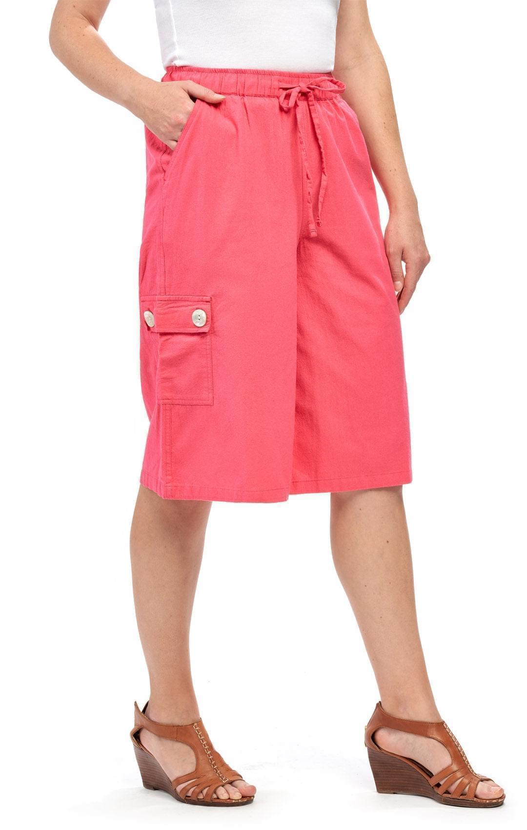 Women's Calcutta Split Skirt With Cargo Pocket -The Sportiness of Shorts, The Coolness of a Skirt - coral - Side - TURTLE BAY APPAREL