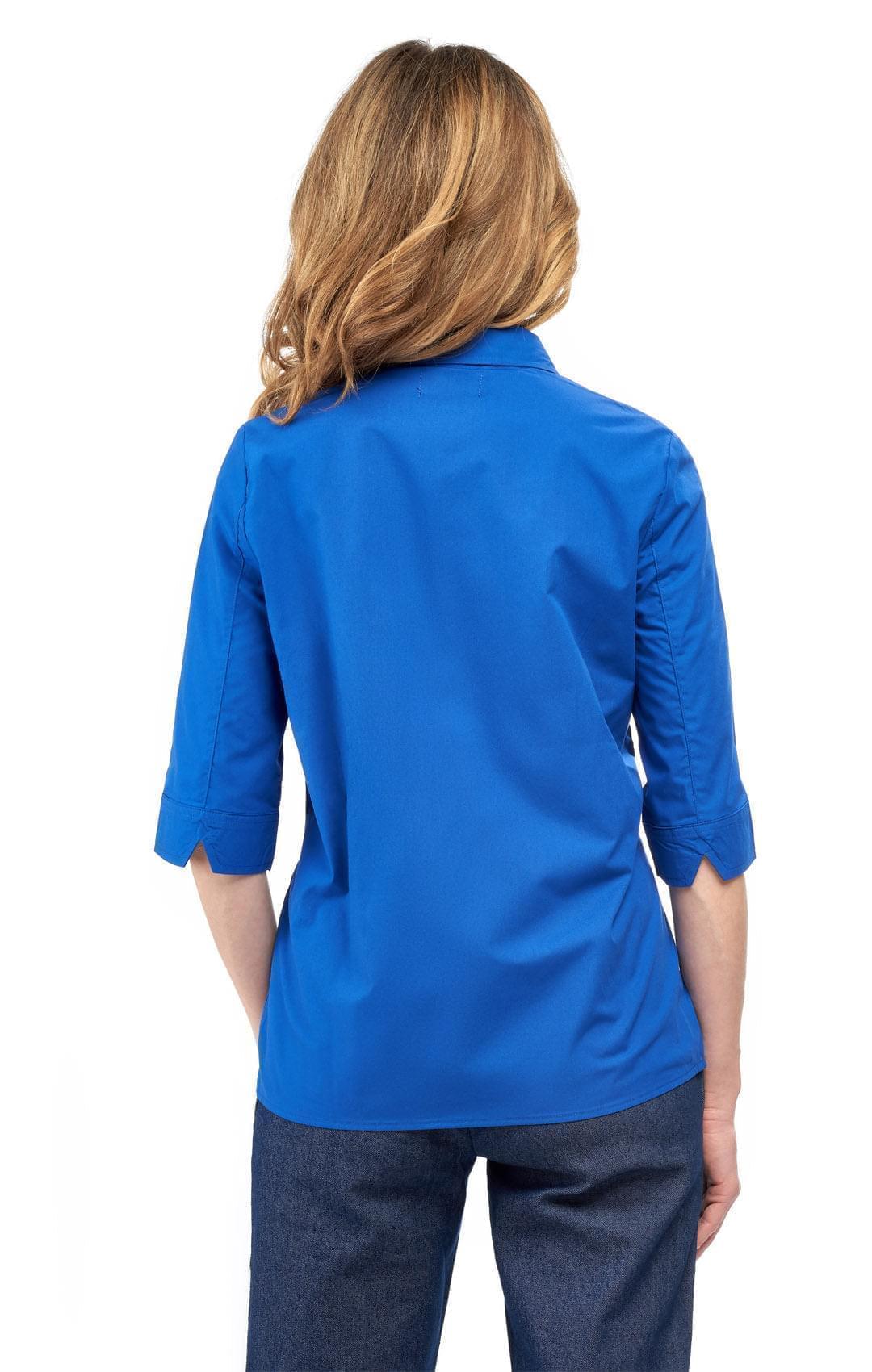 Turtle Bay Apparel Womens Regular Fit 3/4 Sleeve Button Down Collared Camp Shirt – Royal Back View