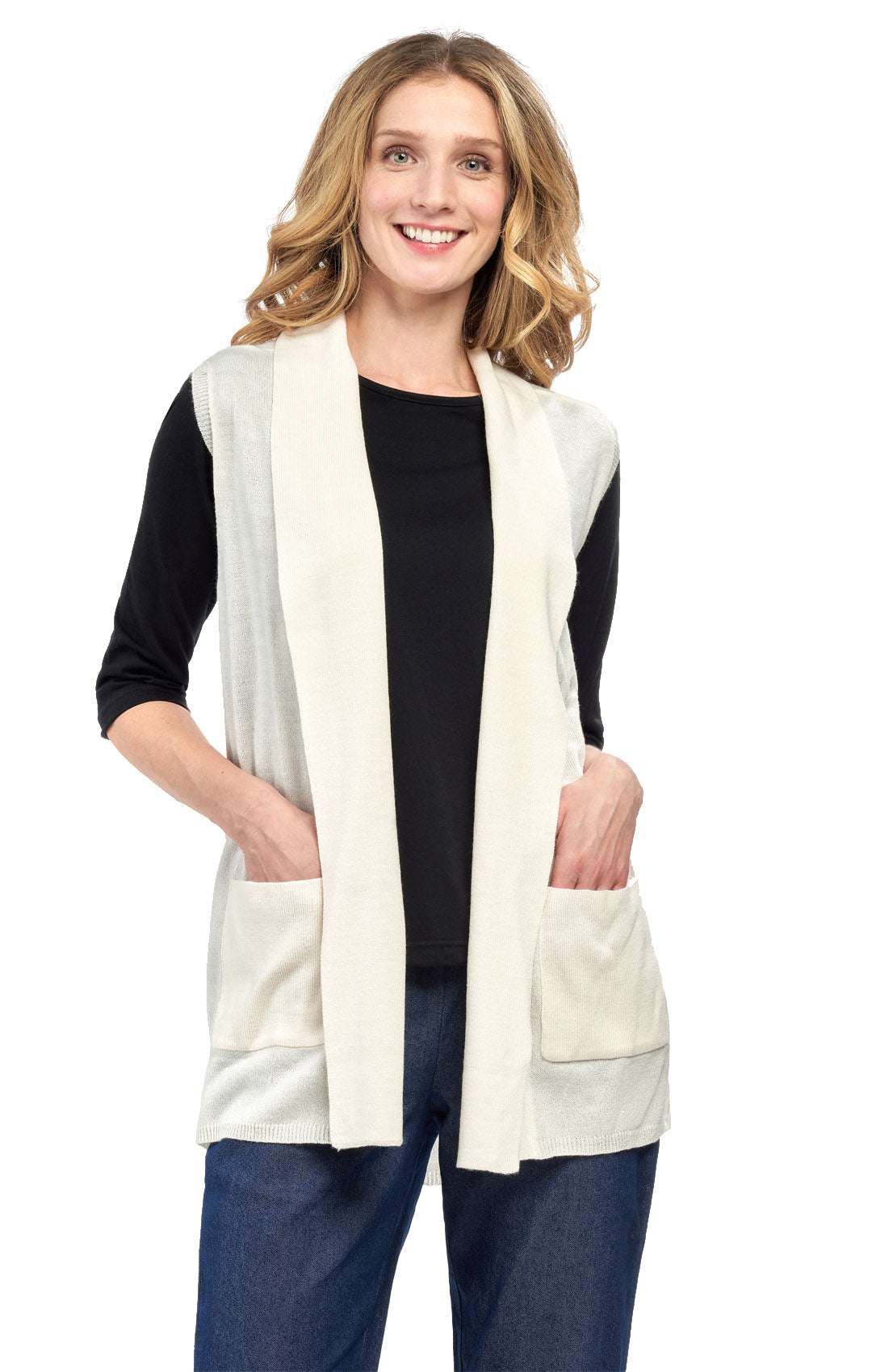 Women's Long Sleeveless Open Front Soft Shawl Collar Vest 12