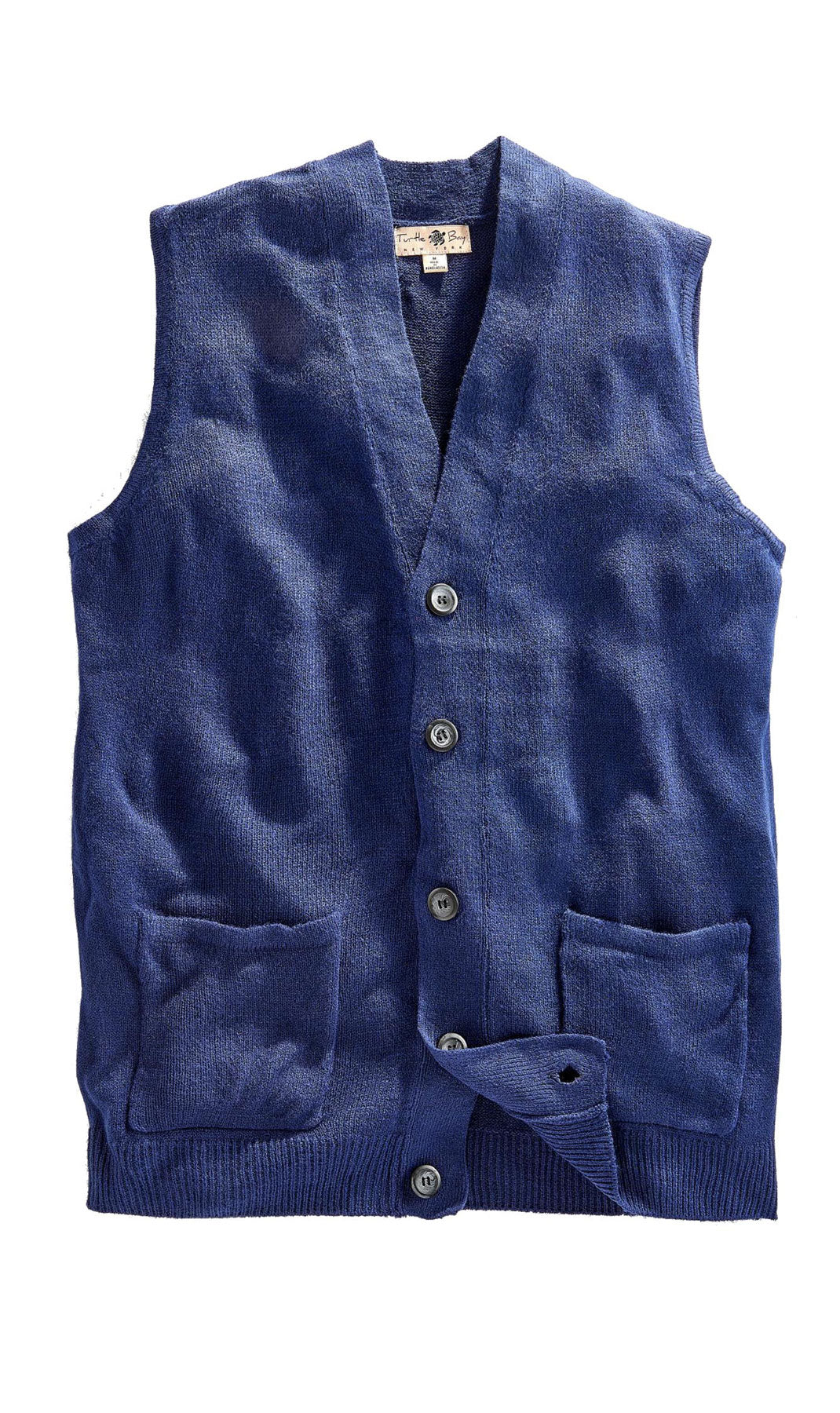 Men's Cashmere-Like Button Front Flat Knit Sweater Vest with front patch pockets 15