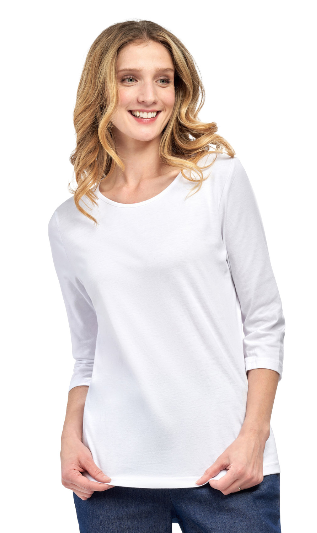 Women's 3/4 Sleeve Crew Neck Top – Comfortable Jer 7