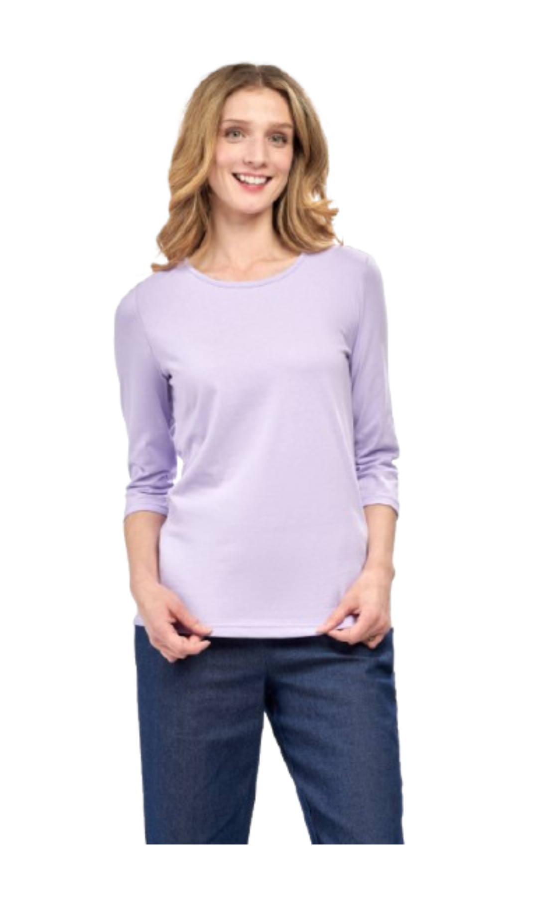 Women's 3/4 Sleeve Crew Neck Top – Comfortable Jer 18