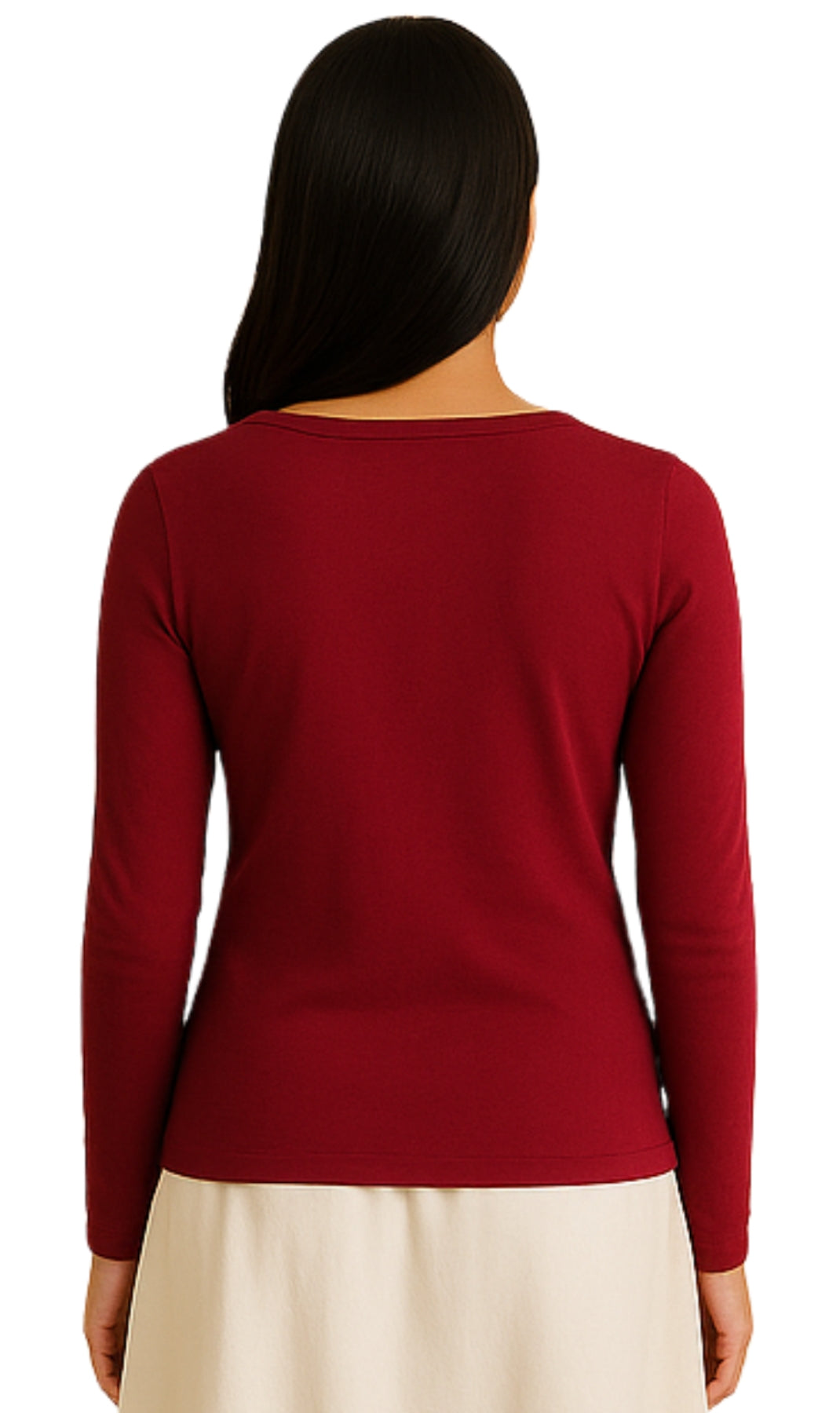 Women's Open Crochet And Jewel Trim V-Neck Knit Top in Cotton Rib Knit Back