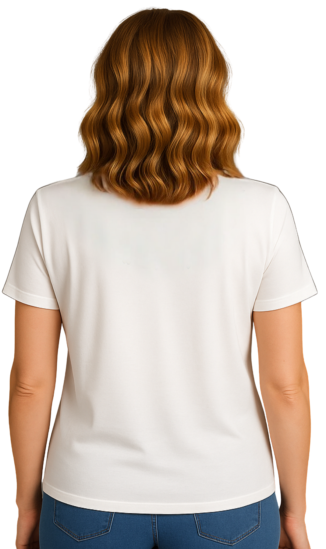 Women's Scalloped Neckline Embellished Tee white back